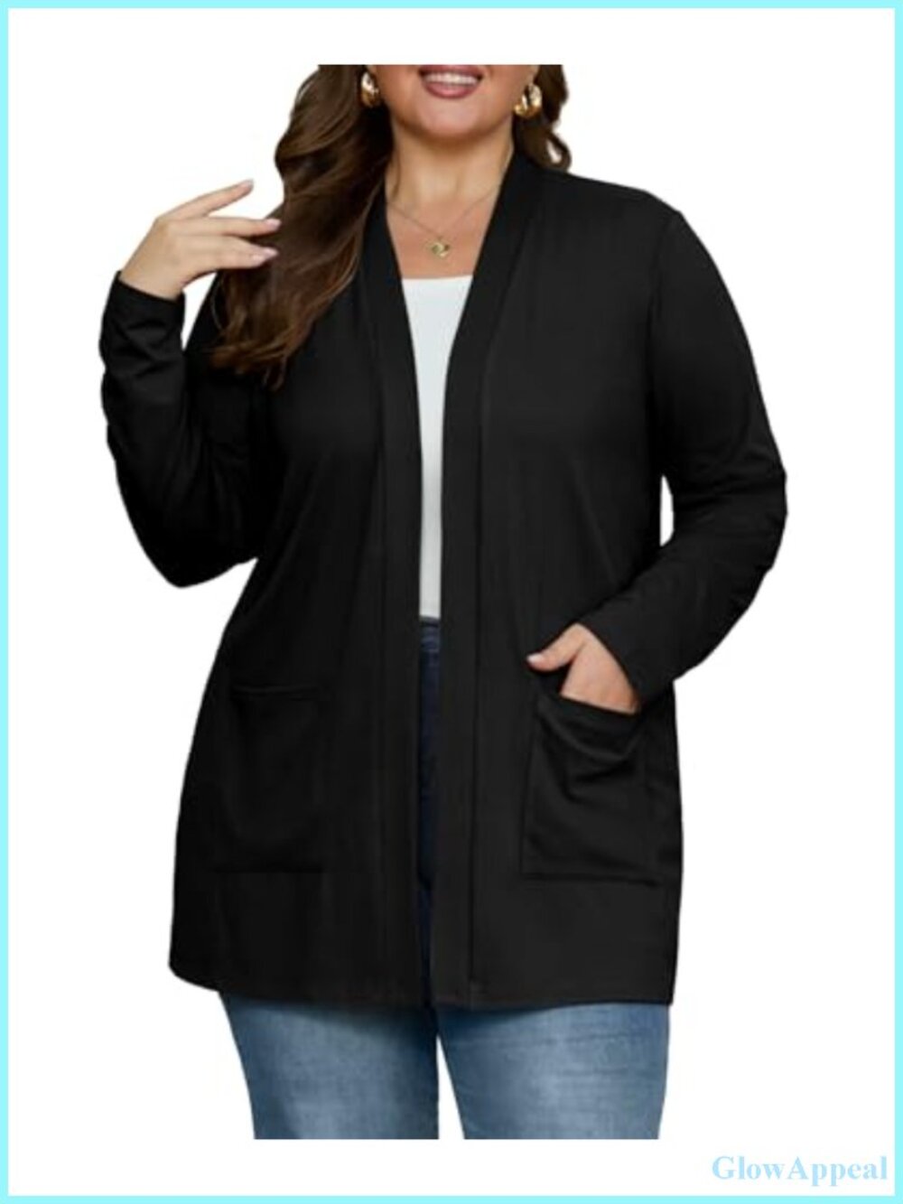 Plus Size Lightweight Open Front Cardigan with Pockets